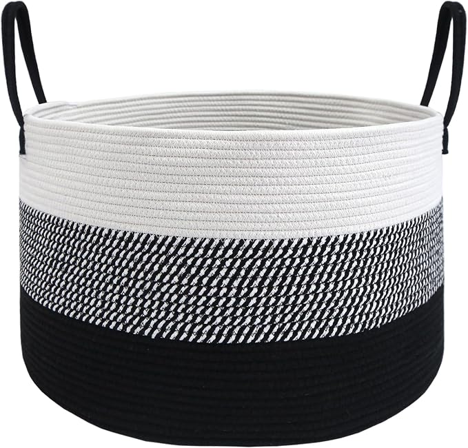 JMvicyroam 65L Extra Large Machine Washable Cotton Rope Blanket Basket | by JMvicyroam