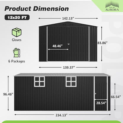 Polar Aurora 12x20 FT Outdoor Storage Shed, Large Garden Shed - Image 2