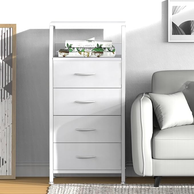 4 Drawers Small Fabric Dresser for Bedroom, Tall Dorm Nightstand | Vertical - Image 4