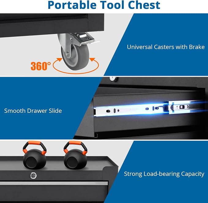 5-Drawer Rolling Tool Chest Organizer - Image 5