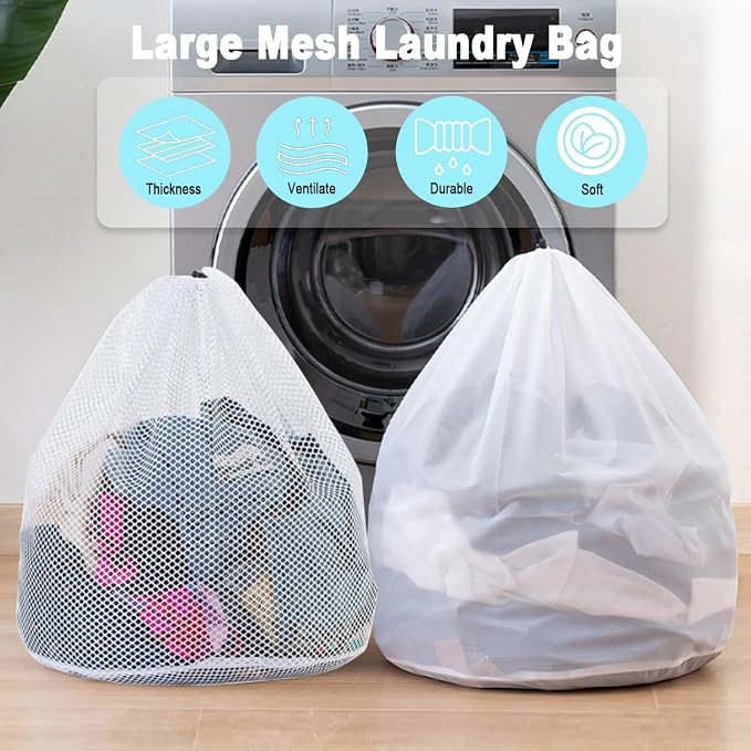 Mesh Laundry Bags with Adjustable Single Shoulder Straps 24" x 32" Sturdy Nylon - Image 4