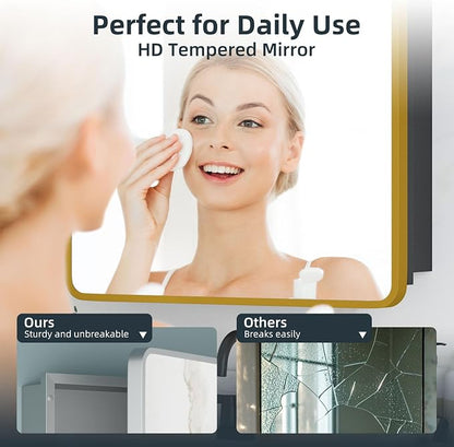 Medicine Cabinet 20 x 28 Inch, Metal Beveled Mirror, Adjustable Shelves - Image 6