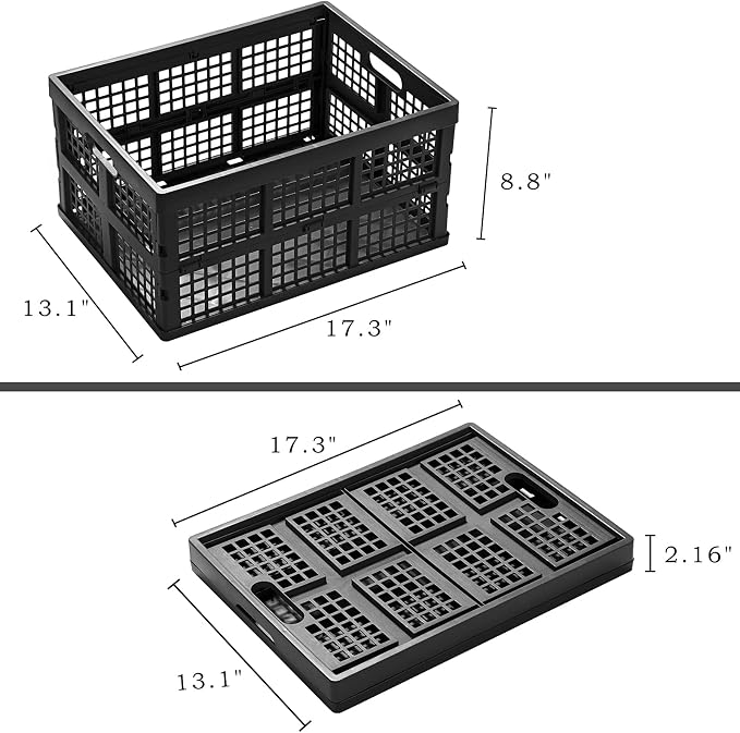 Eslite 34L Large Plastic Folding Storage Crates, Collapsible Crates - Image 4