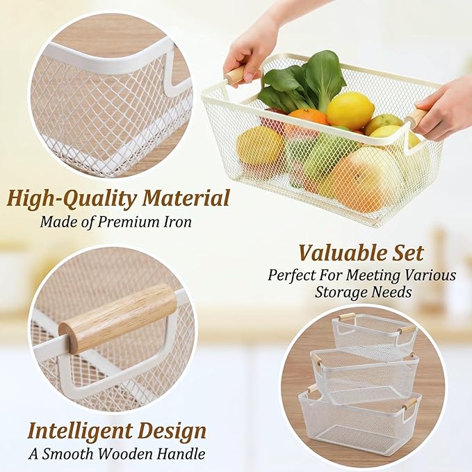 Noamus 3 Pack Metal Mesh Baskets - Image 3