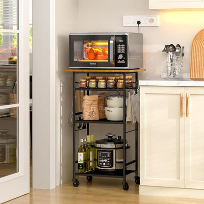 Rolling Kitchen Microwave Cart, 4 Tier Microwave Table Stand - Image 2