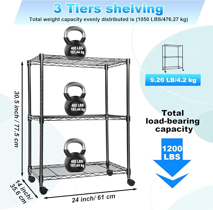 Whitmor 3 Tier Storage Shelves, Heavy Duty - Image 3