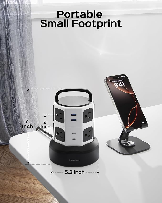 Tower Surge Protector Power Strip, JACKYLED Extension Cord - Image 9