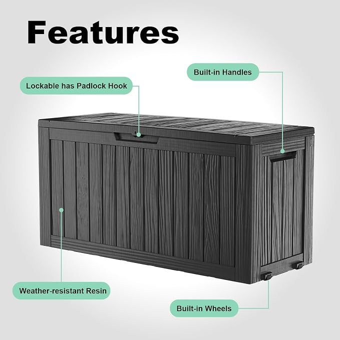 75 Gallon Resin Deck Box, Lockable Outdoor Storage Box - Image 6