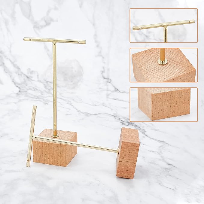 FINGERINSPIRE 3 Pcs Gold Metal T Bar Earring Display Stand 6.3/5.5/4.5 Inch - Image 4
