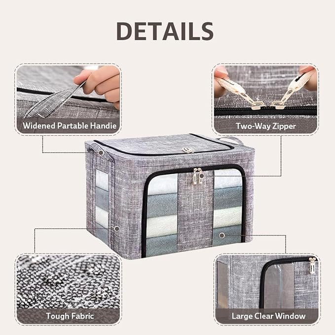 Storage Bins for Clothes - 66L - Large Clothes Storage Bins with Lids - for - Image 8