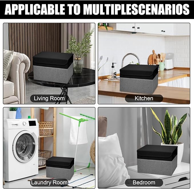 Large 22 Quart Linen Fabric Foldable Storage Bin Cube Organizer Basket - Image 7