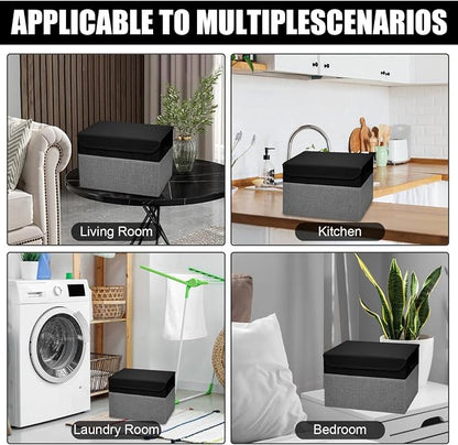 Large 22 Quart Linen Fabric Foldable Storage Bin Cube Organizer Basket - Image 7