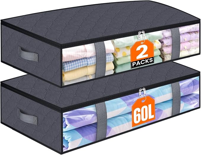 Under Bed Storage Containers, 2 Pack Blanket Storage Bags, Collapsible Storage by Unknown