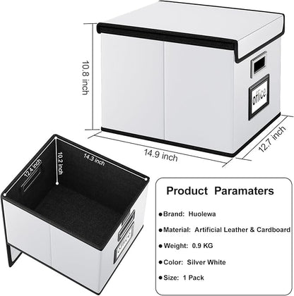 File Organizer Box with Lids, Collapsible File Folder Organizer | File Box with - Image 6