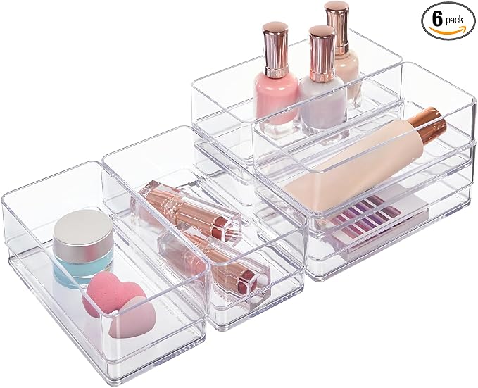 STORi SimpleSort 6-Piece Stackable Clear Drawer Organizer Set | 6" x 3" x 2" by STORi
