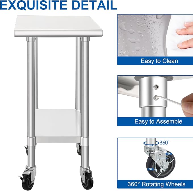 HARDURA Stainless Steel Commercial Table Prep & Work Table - Image 6