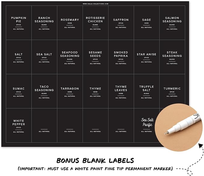 230 Black Spice Labels by ThreeKin | Waterproof & Oil-Resistant Pre-Printed - Image 8