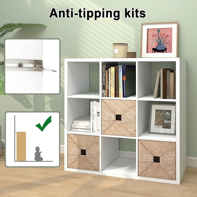 9 Cube Storage Organizer Shelf, 11 inch | 2026 Wooden Thick Frame, Anti-Tipping - Image 5