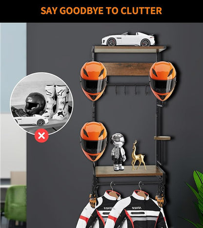Motorcycle Helmet Rack Wall Mount, Retro Rust Helmet Holder - Image 6