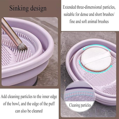 Makeup Brush Cleaner Mat, 3 in 1 Upgraded Foldable Silicone Makeup Brush - Image 7
