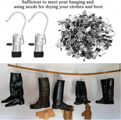 150 Pcs Boot Hangers Clips Laundry Hooks Hanging Stainless Steel Clothes Pins - Image 4