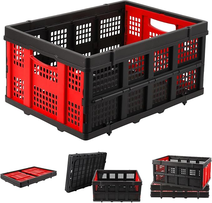 55L Collapsible Crates for Storage, Stackable & Collapsible Milk Crates by Unknown