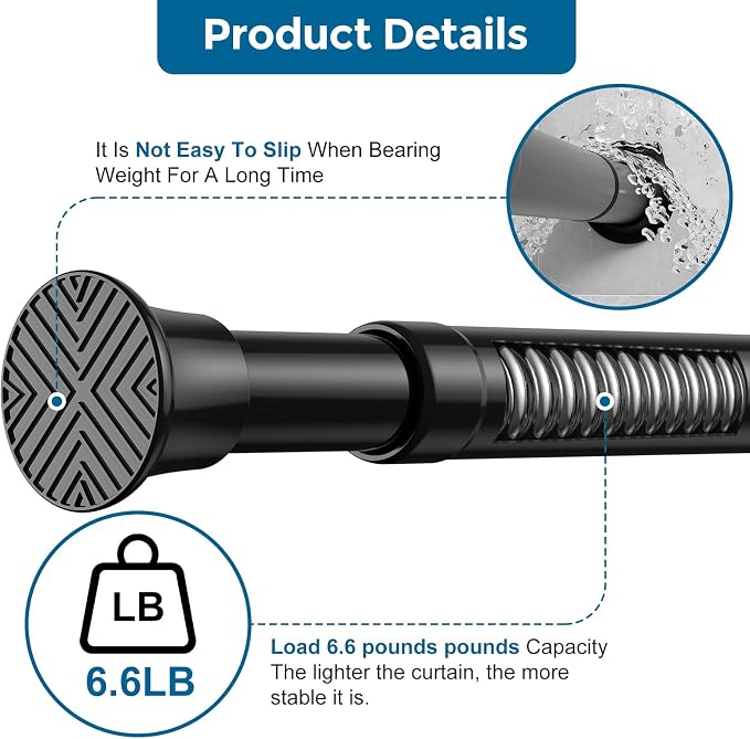 1Pcs Spring Tension Curtain Rod, No drilling Spring loaded Curtian rod - Image 3