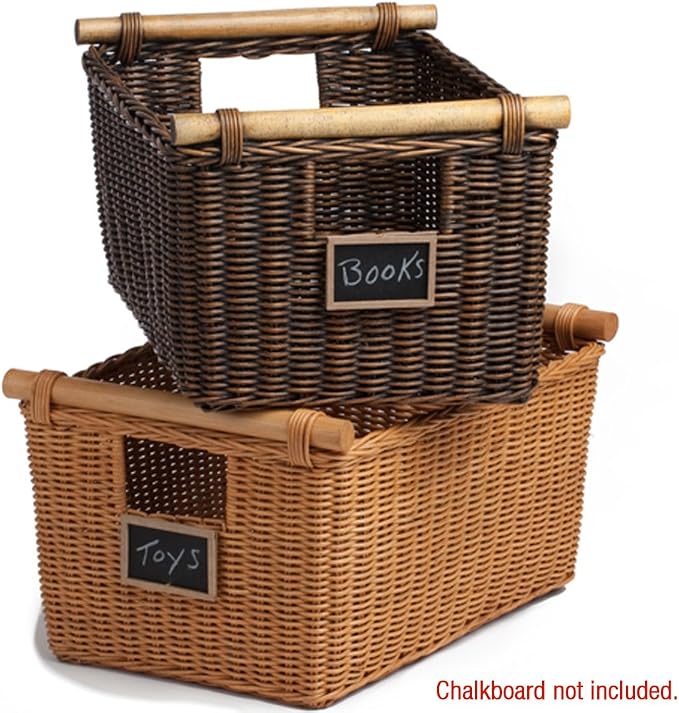 The Basket Lady Pole Handle Wicker Storage Basket, Extra Large, 20 in L x 16 in - Image 3