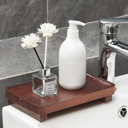 Wood Riser Small Decorative Tray Sink Soap Dish, Vanity Tray Pedestal Stand 9 x - Image 2
