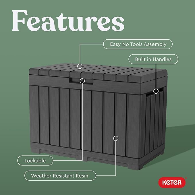Keter Kentwood 50 Gallon Resin Deck Box-Organization and Storage - Image 3