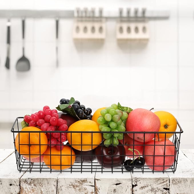 Hedume 3 Pack Metal Wire Storage Organizer Basket, 16.2" x 6.3" x 4.4" Bin - Image 7