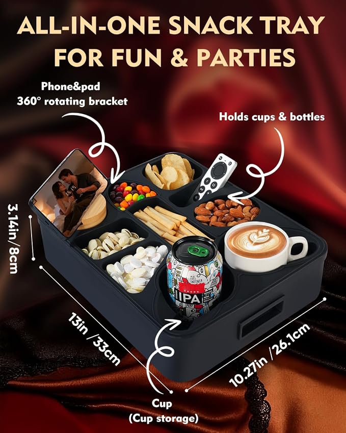 Couch Cup Holder Tray Dual Cup Silicone Organizer – Waterproof Anti-Slip Snack - Image 2