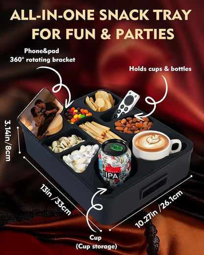 Couch Cup Holder Tray Dual Cup Silicone Organizer – Waterproof Anti-Slip Snack - Image 2