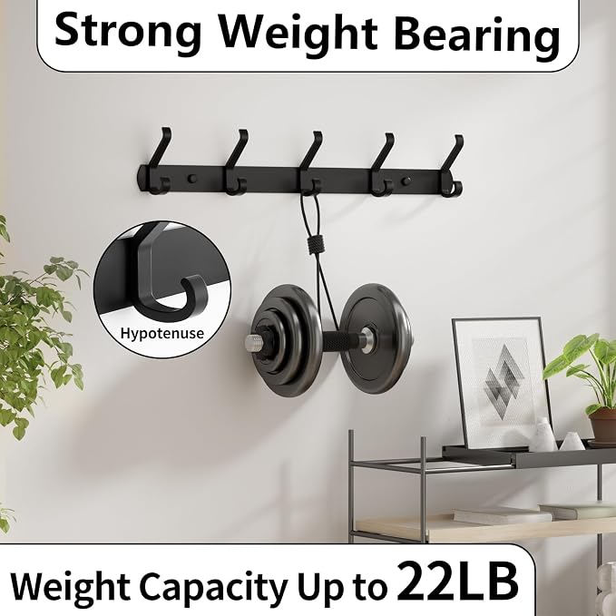 2 Pack Coat Rack Wall Mount, 17.3 in Wall Hooks - Image 3