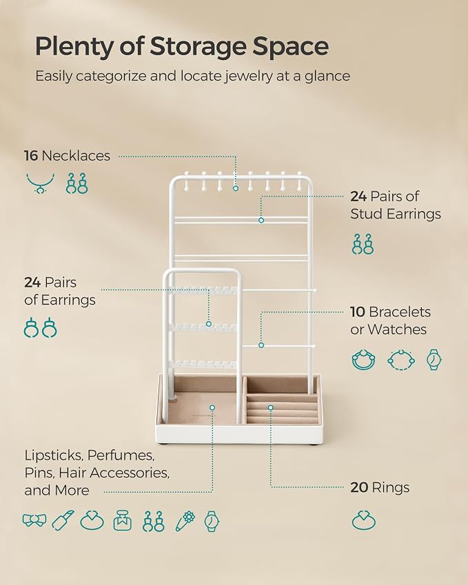SONGMICS Jewelry Holder, Jewelry Organizer, Jewelry Display Stand - Image 4