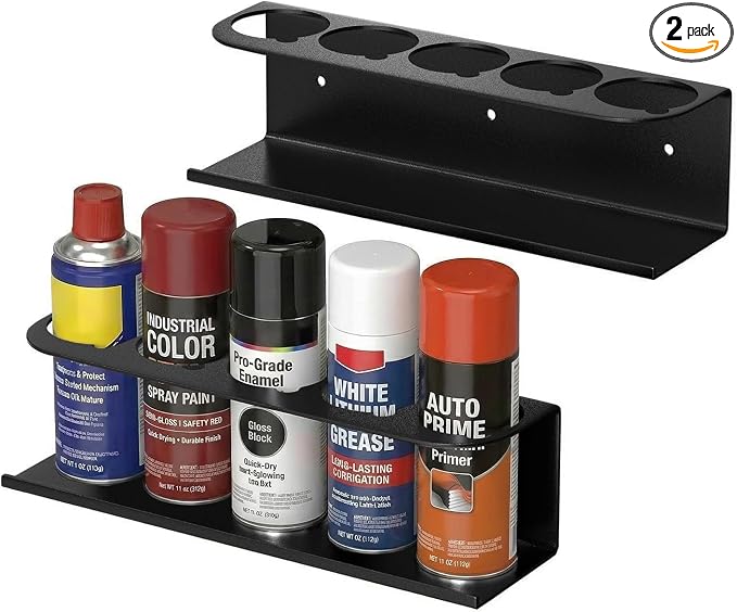 Touri 2 Pack Spray Can Holder for Garage and Workspace, Wall-Mounted Steel by Touri