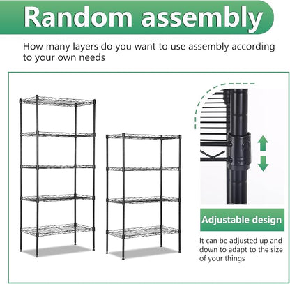BestOffice | 5-Tier Wire Shelf | 22" x 12" x 48" | Black | Storage Shelves - Image 6