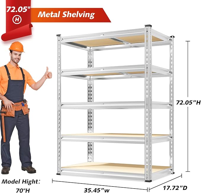 REIBII 72.05" H Storage Shelves 2300LBS Garage Shelving Heavy Duty Metal - Image 3