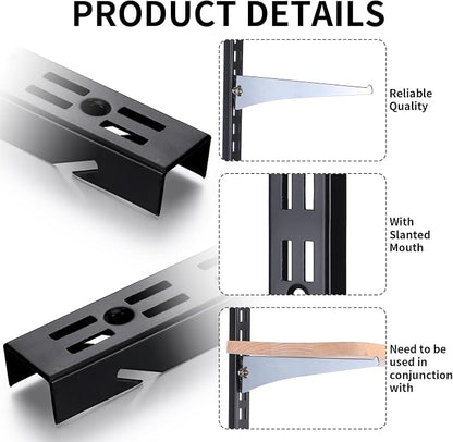 12 Pcs 47.5 Inches Shelf Rails Bracket Track Upright Closet System Hardware - Image 3