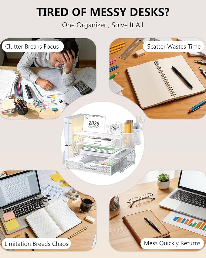 WALI Desk File Organizer, 4 Tier Desktop Paper Letter Tray Organizer - Image 3