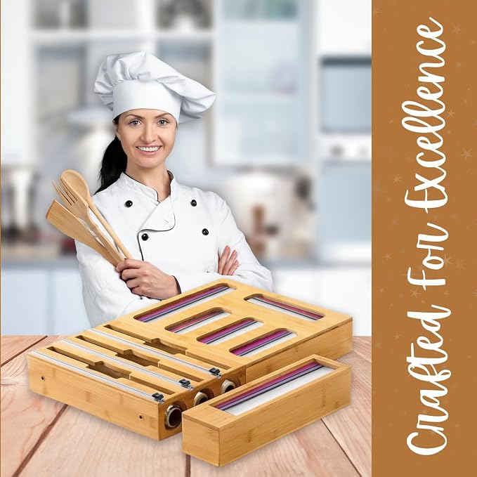 9 in 1 Storage Bag Organizer for Kitchen Drawer, Bamboo Foil and Plastic Wrap - Image 7