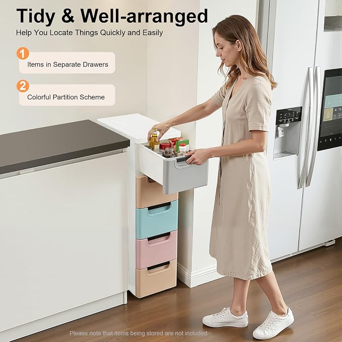 5 Drawers Stackable Storage Drawers Plastic Storage Drawers Collapsible Storage - Image 3