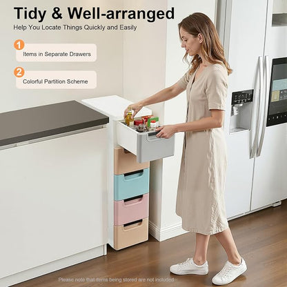 5 Drawers Stackable Storage Drawers Plastic Storage Drawers Collapsible Storage - Image 3