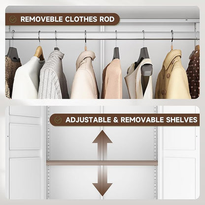 Letaya Metal Armoire Wardrobe Closet - Image 5