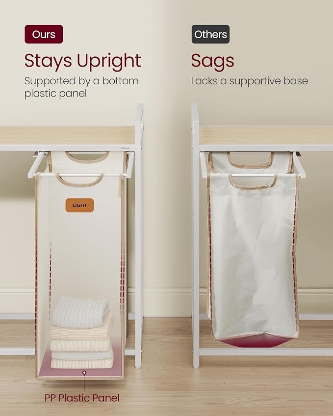 VASAGLE Laundry Hamper with 3 Compartments, 26.4 Gal. Laundry Sorter, Rolling - Image 5