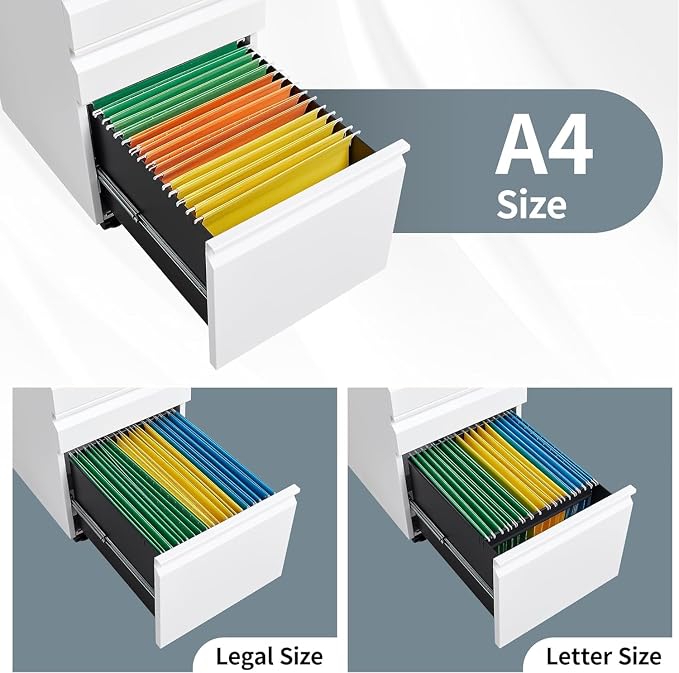 3 Drawer File Cabinet with Lock, File Cabinets - Image 5