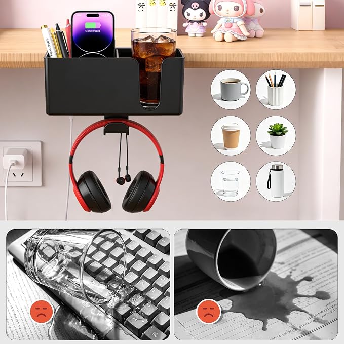 MYITYARD 4 in 1 Desk Cup Holder Clamp, Detachable Clip On Drink Holder - Image 6
