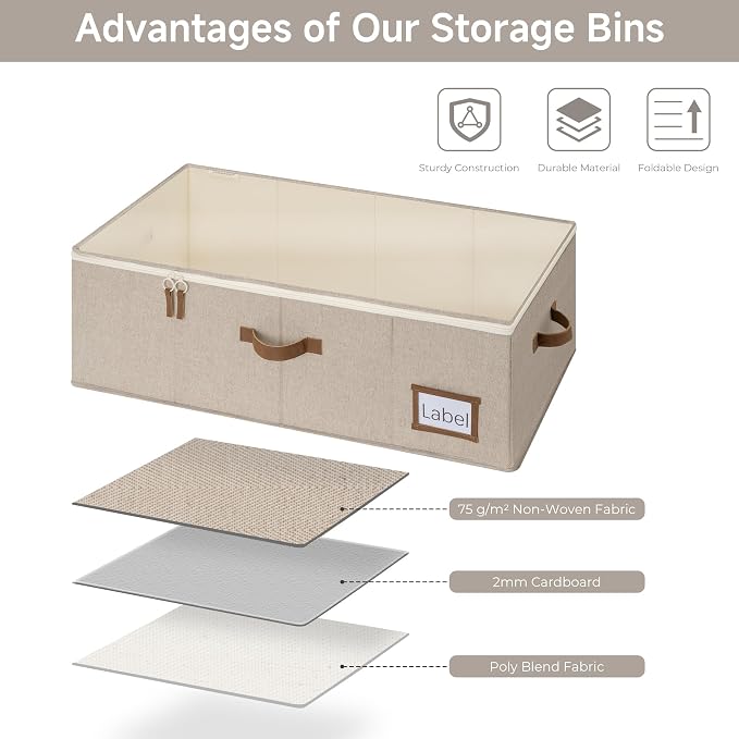 StorageWorks Under Bed Storage Bins, 77L Clothes Organizer - Image 5