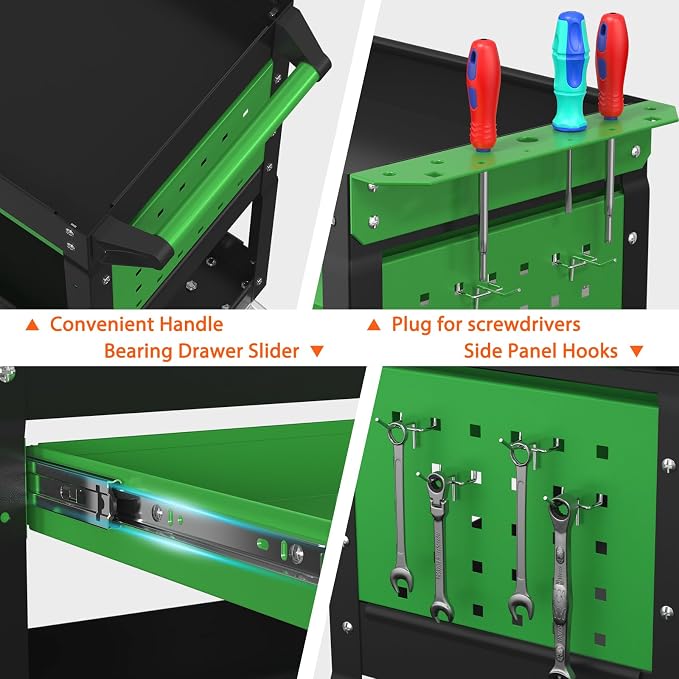 3 Tier Rolling Tool Cart On Wheels, Heavy Duty Utility Cart - Image 4