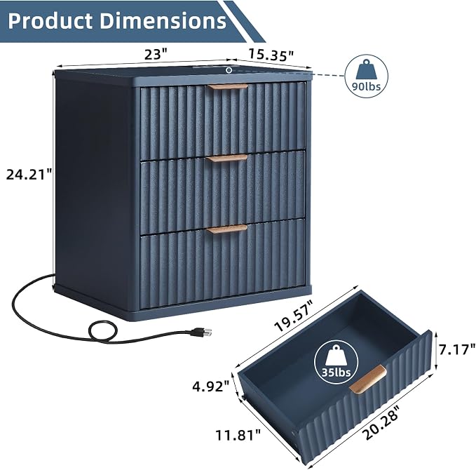 LEYAOYAO Fluted Nightstand - Image 2